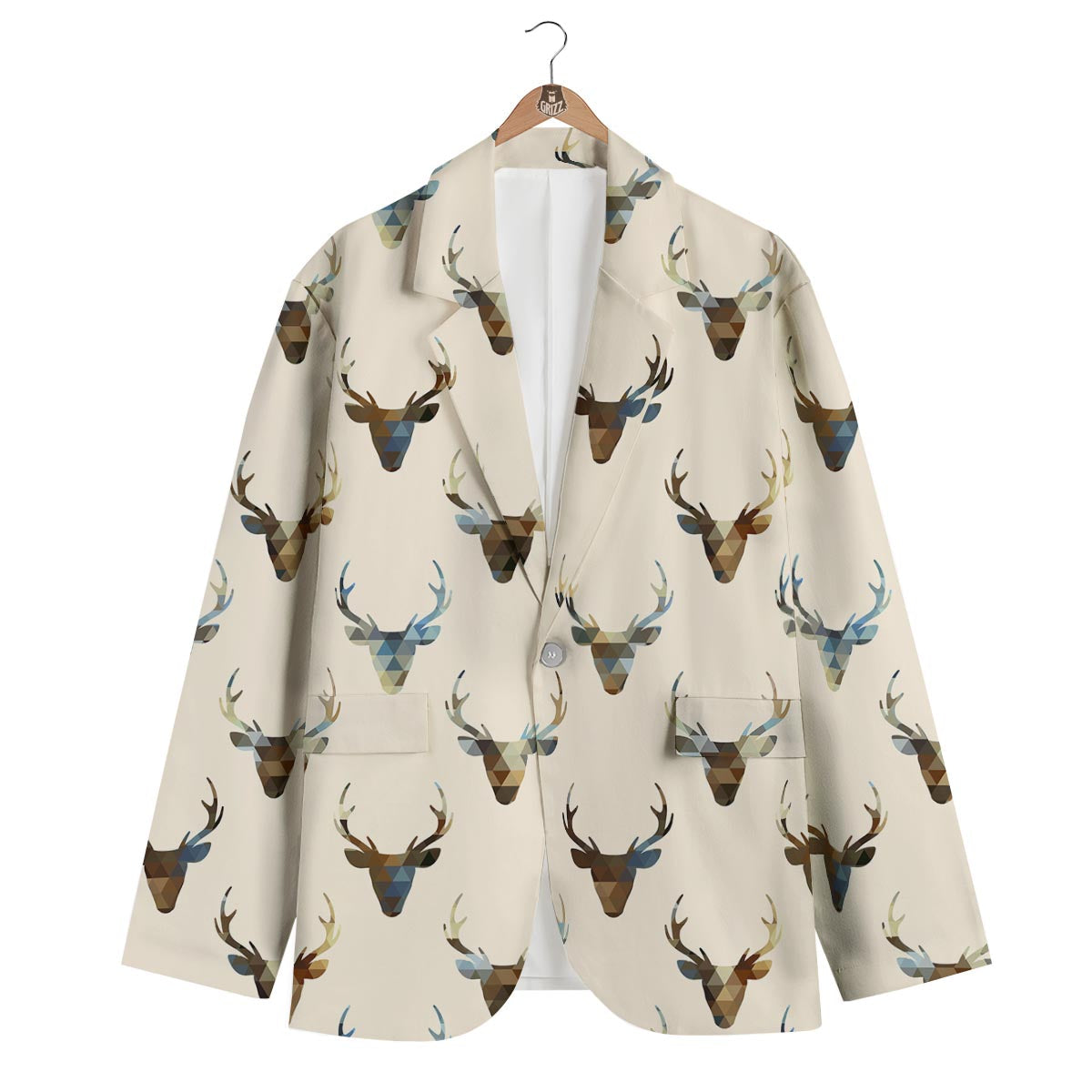 Deer Pattern Print Men's Blazer-grizzshop