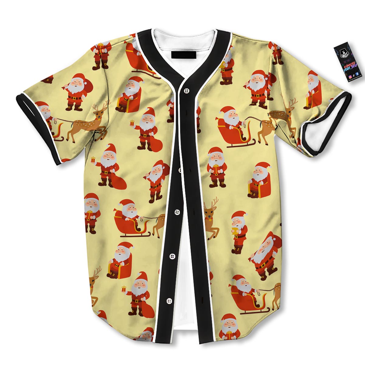 Deer Santa Claus Print Pattern Baseball Jersey-grizzshop