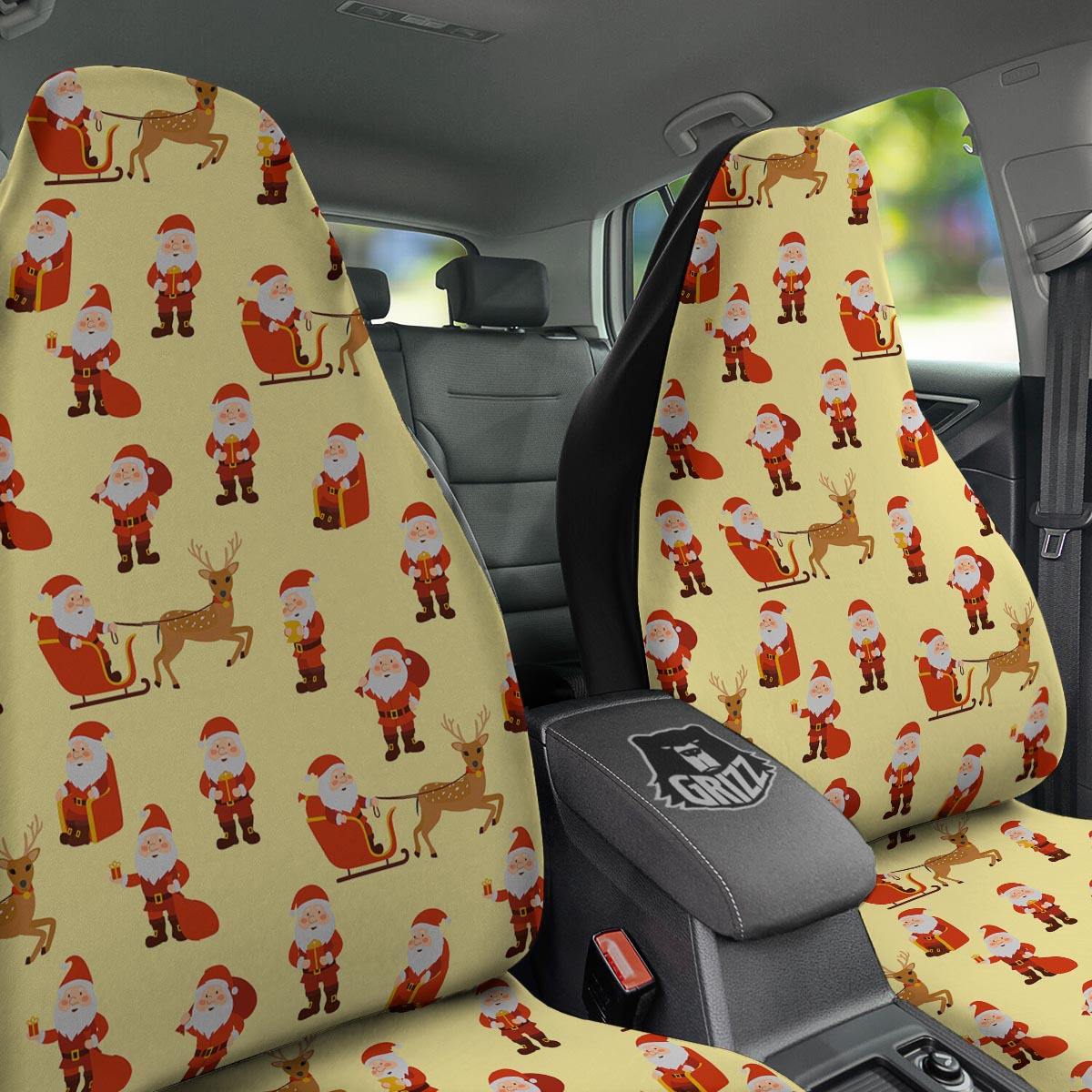 Deer Santa Claus Print Pattern Car Seat Covers-grizzshop