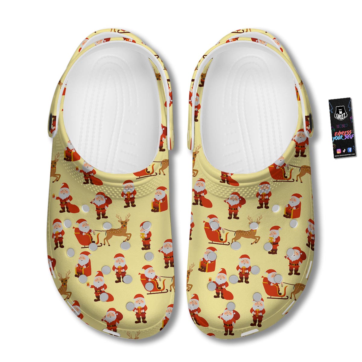 Deer Santa Claus Print Pattern Clog-grizzshop
