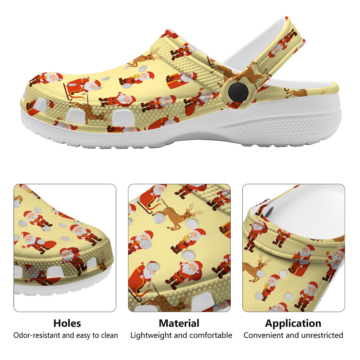 Deer Santa Claus Print Pattern Clog-grizzshop