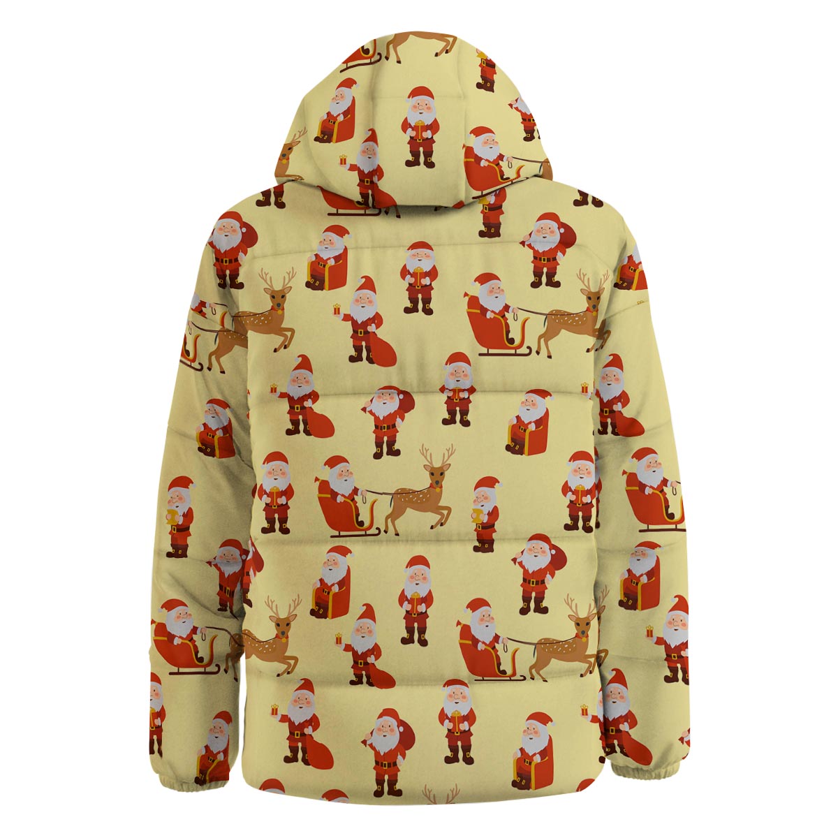 Deer Santa Claus Print Pattern Down Jacket-grizzshop