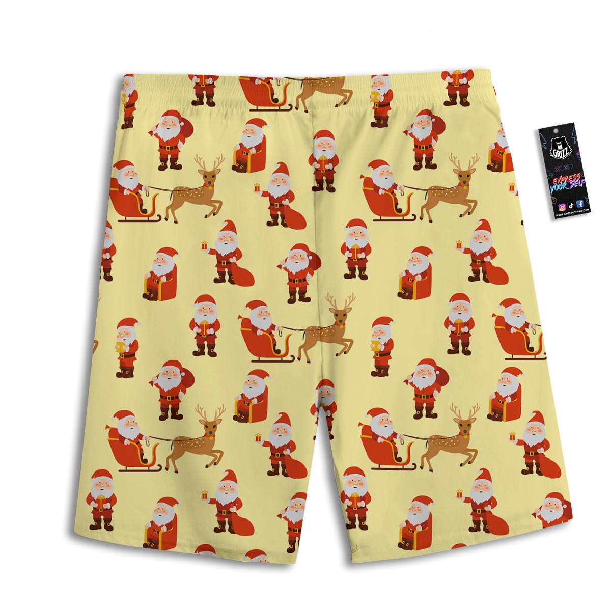 Deer Santa Claus Print Pattern Men's Athletic Shorts
