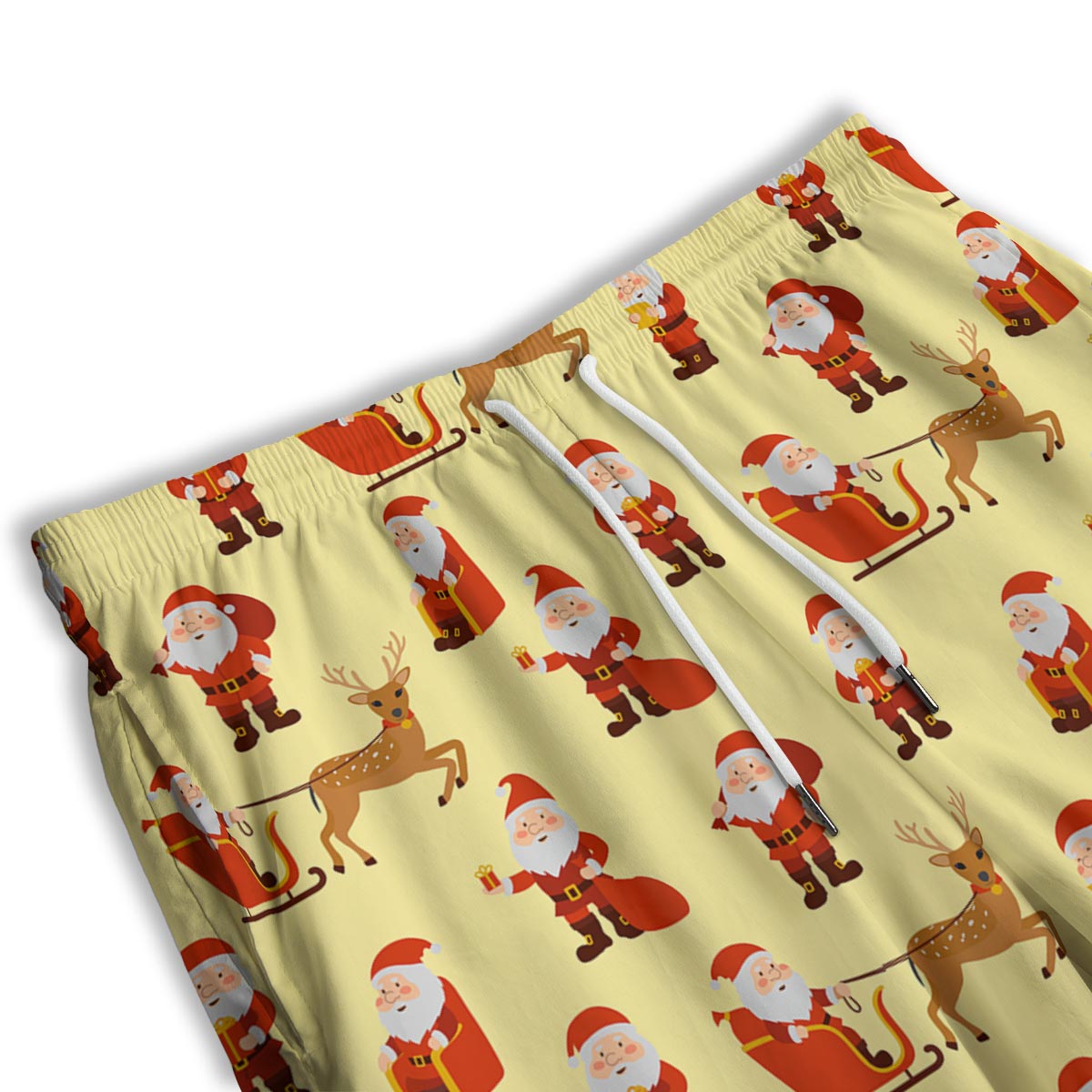Deer Santa Claus Print Pattern Men's Athletic Shorts
