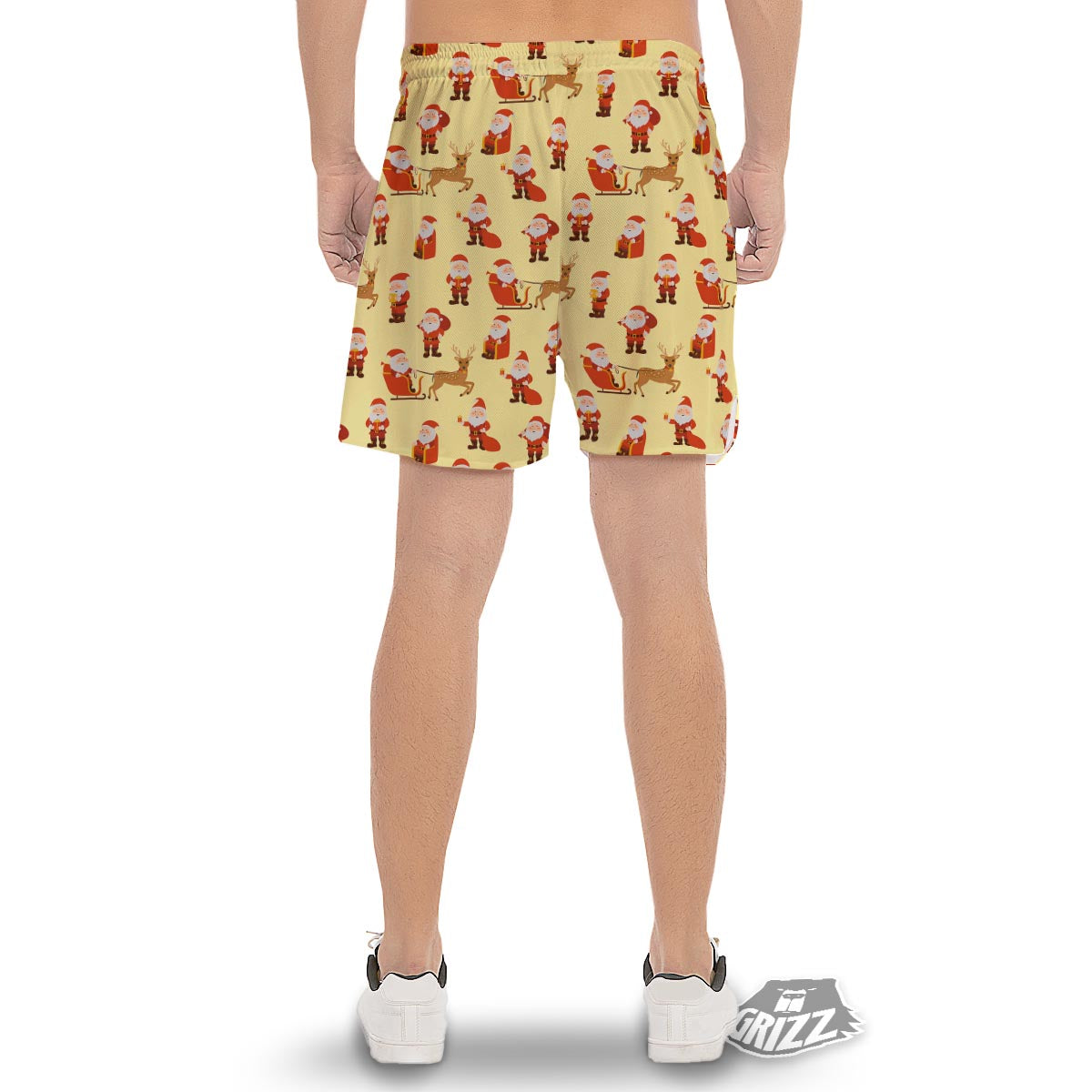 Deer Santa Claus Print Pattern Men's Gym Shorts-grizzshop