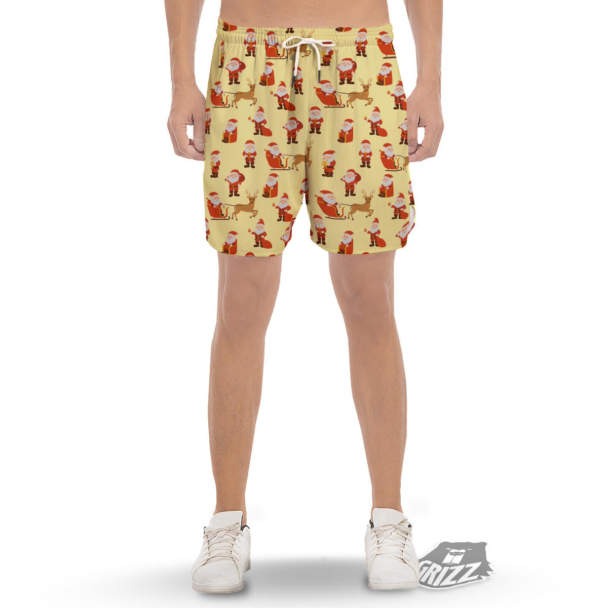 Deer Santa Claus Print Pattern Men's Gym Shorts-grizzshop
