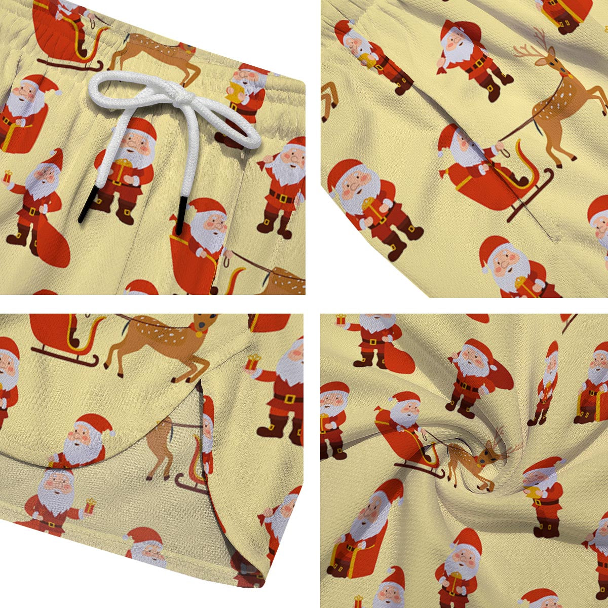 Deer Santa Claus Print Pattern Men's Running Shorts-grizzshop