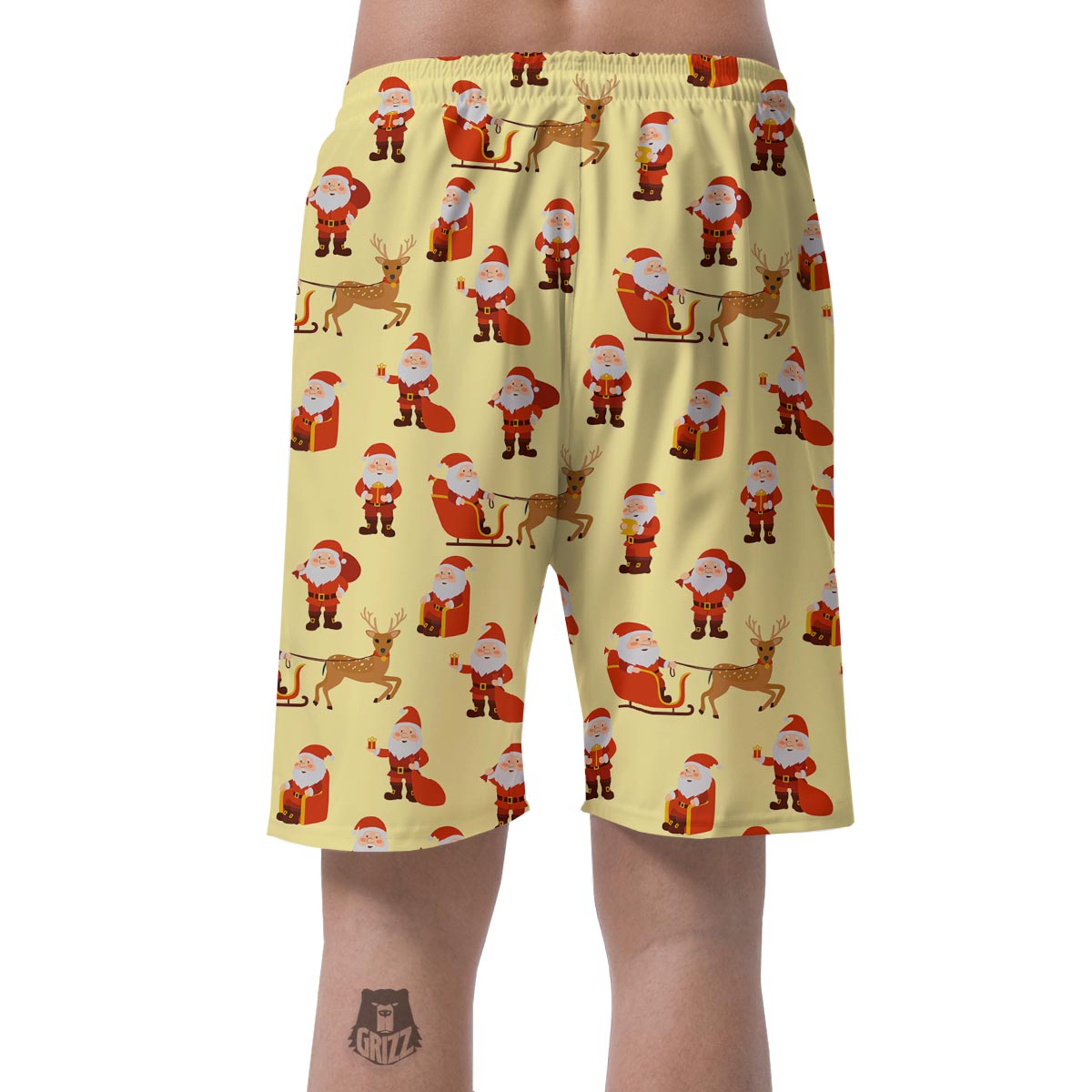 Deer Santa Claus Print Pattern Men's Shorts-grizzshop