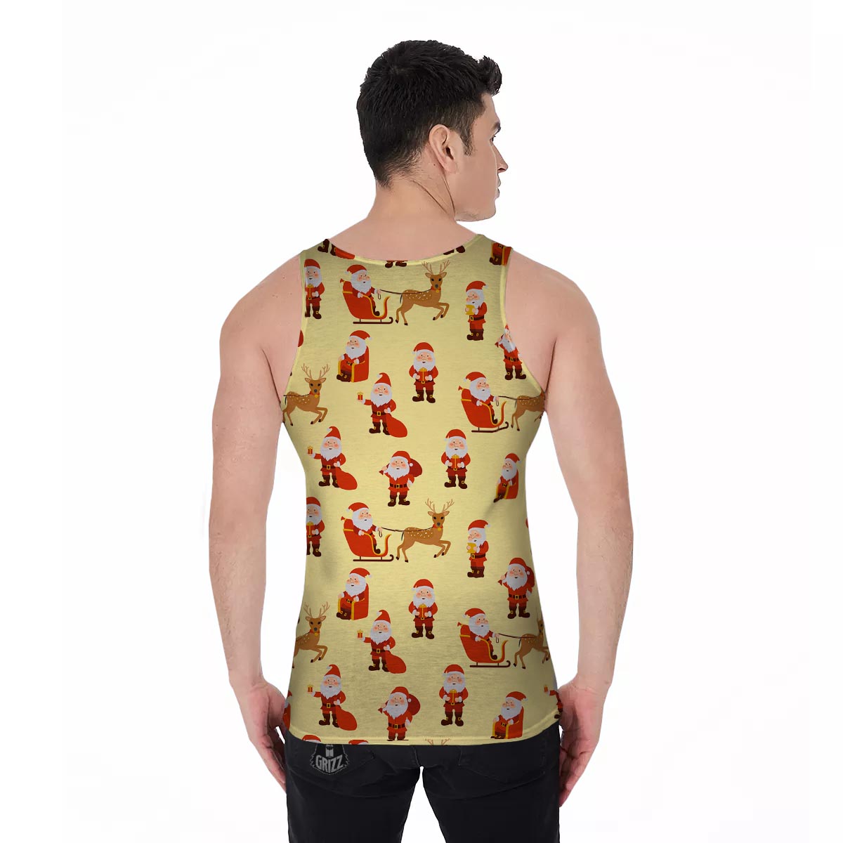 Deer Santa Claus Print Pattern Men's Tank Top-grizzshop