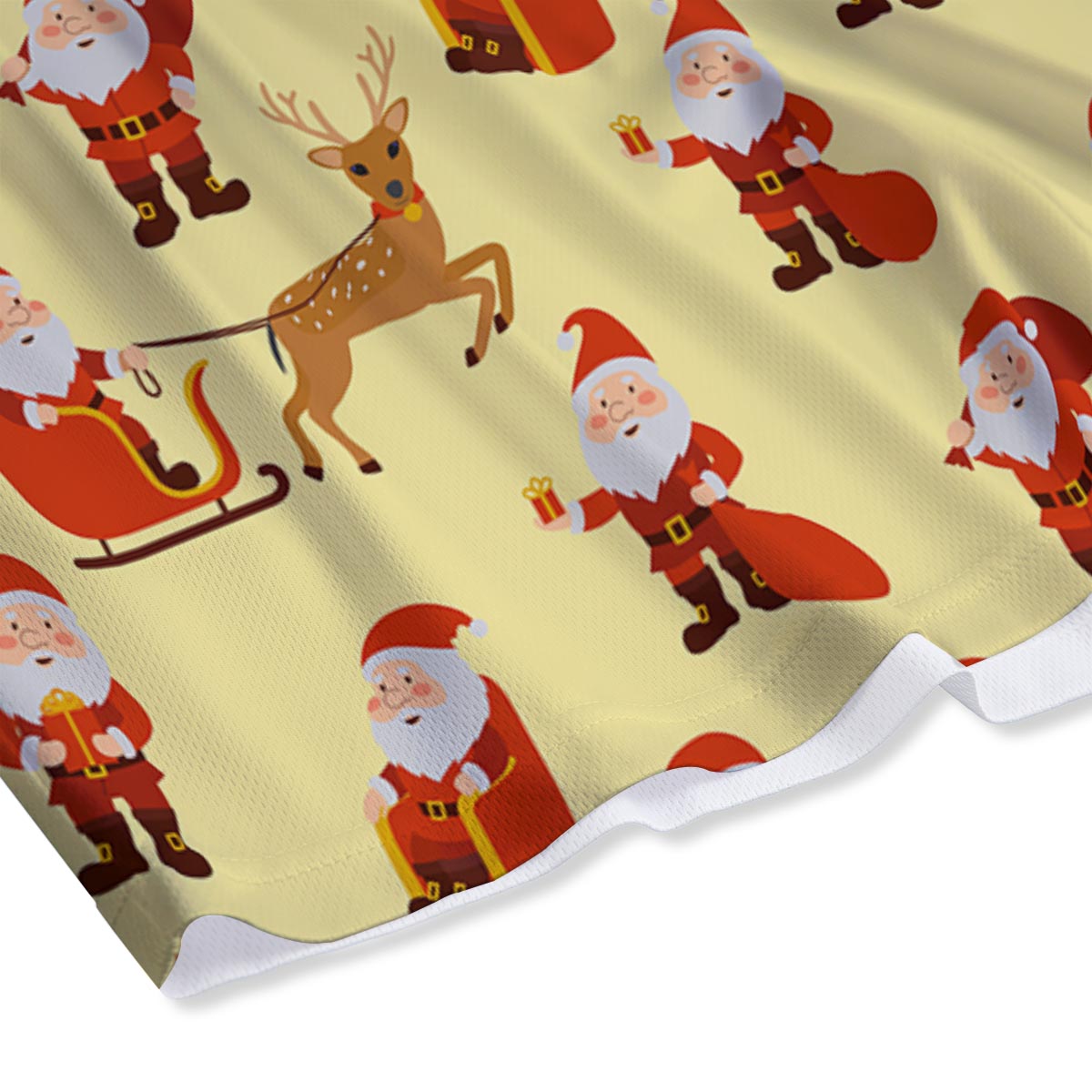 Deer Santa Claus Print Pattern Mesh Shorts
