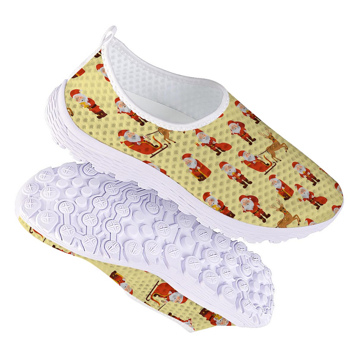 Deer Santa Claus Print Pattern Nurse Shoes-grizzshop