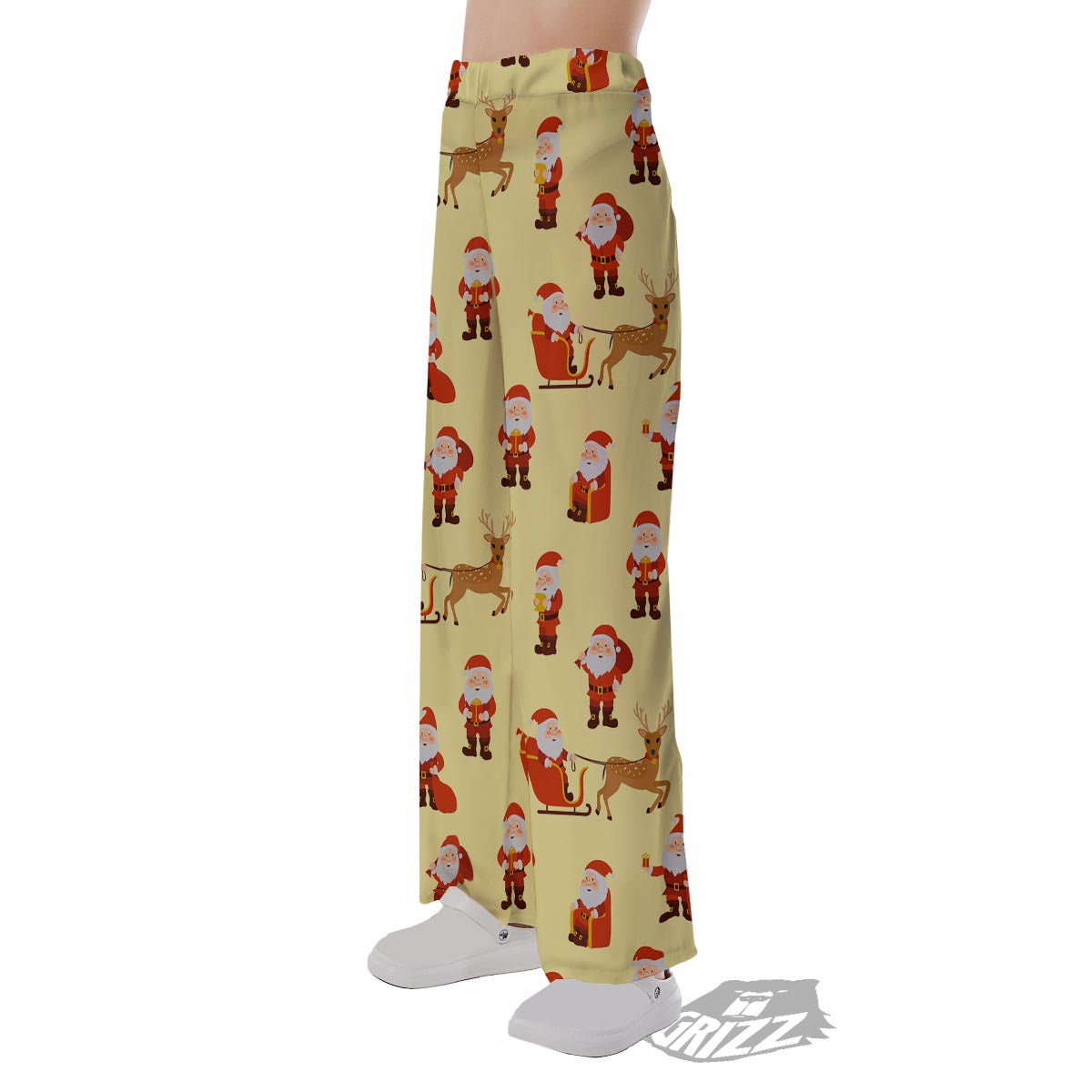 Deer Santa Claus Print Pattern Pajama Pants-grizzshop