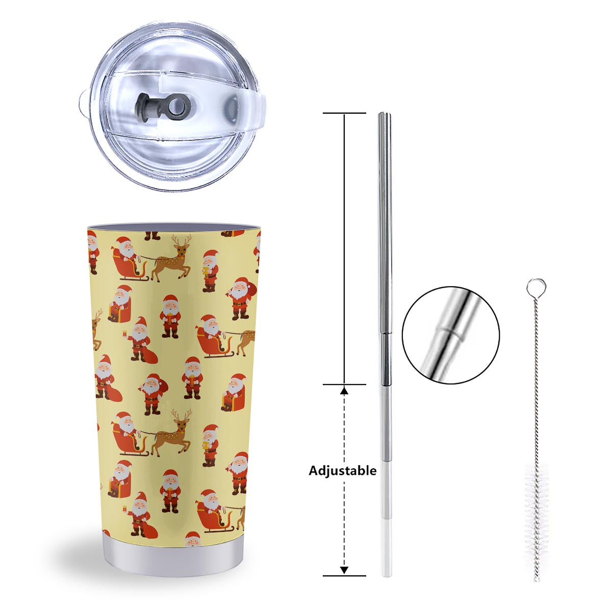 Deer Santa Claus Print Pattern Tumbler-grizzshop