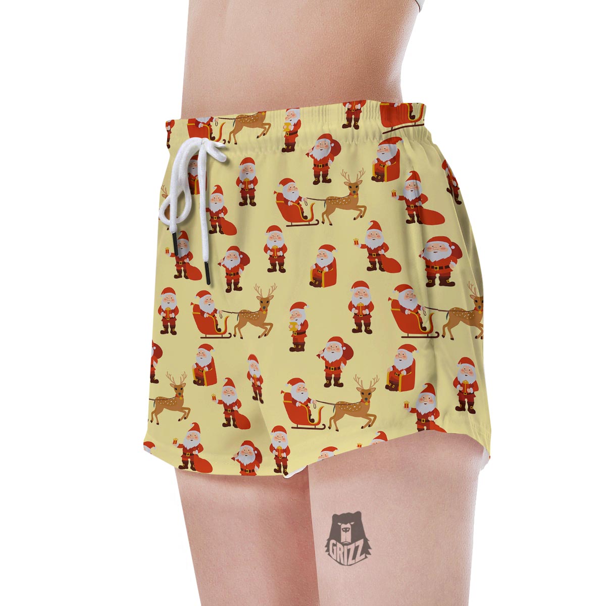 Deer Santa Claus Print Pattern Women's Shorts-grizzshop