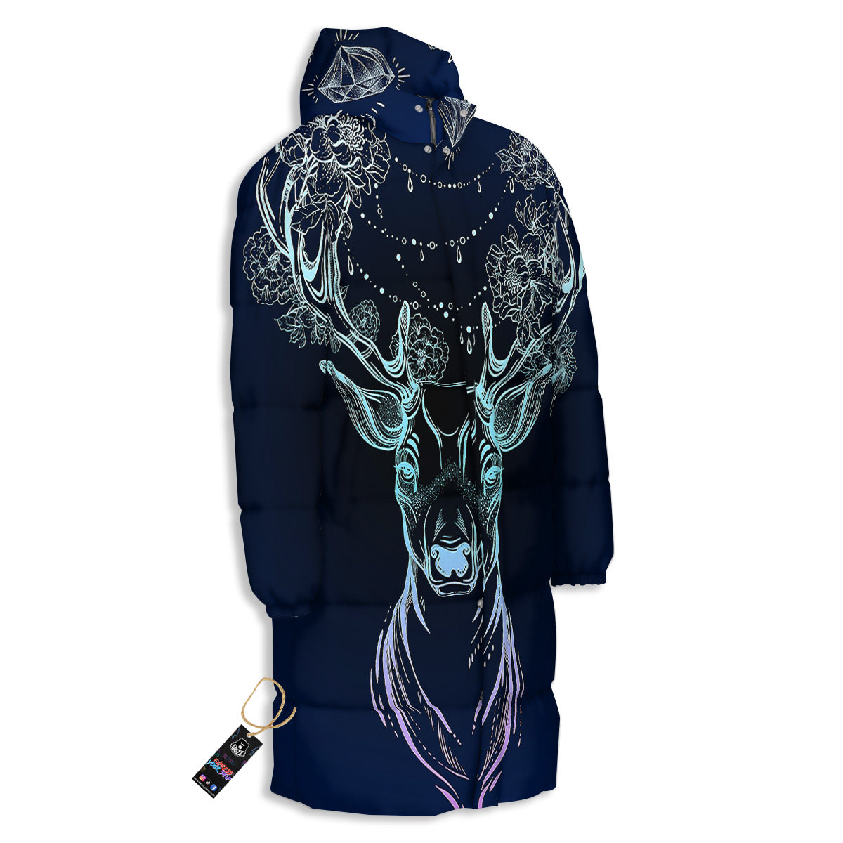 Deer Bohemian Spiritual Print Long Down Jacket