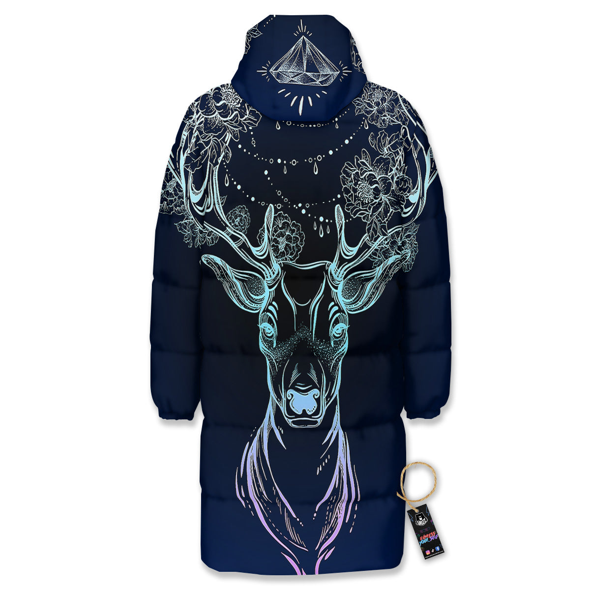 Deer Bohemian Spiritual Print Long Down Jacket