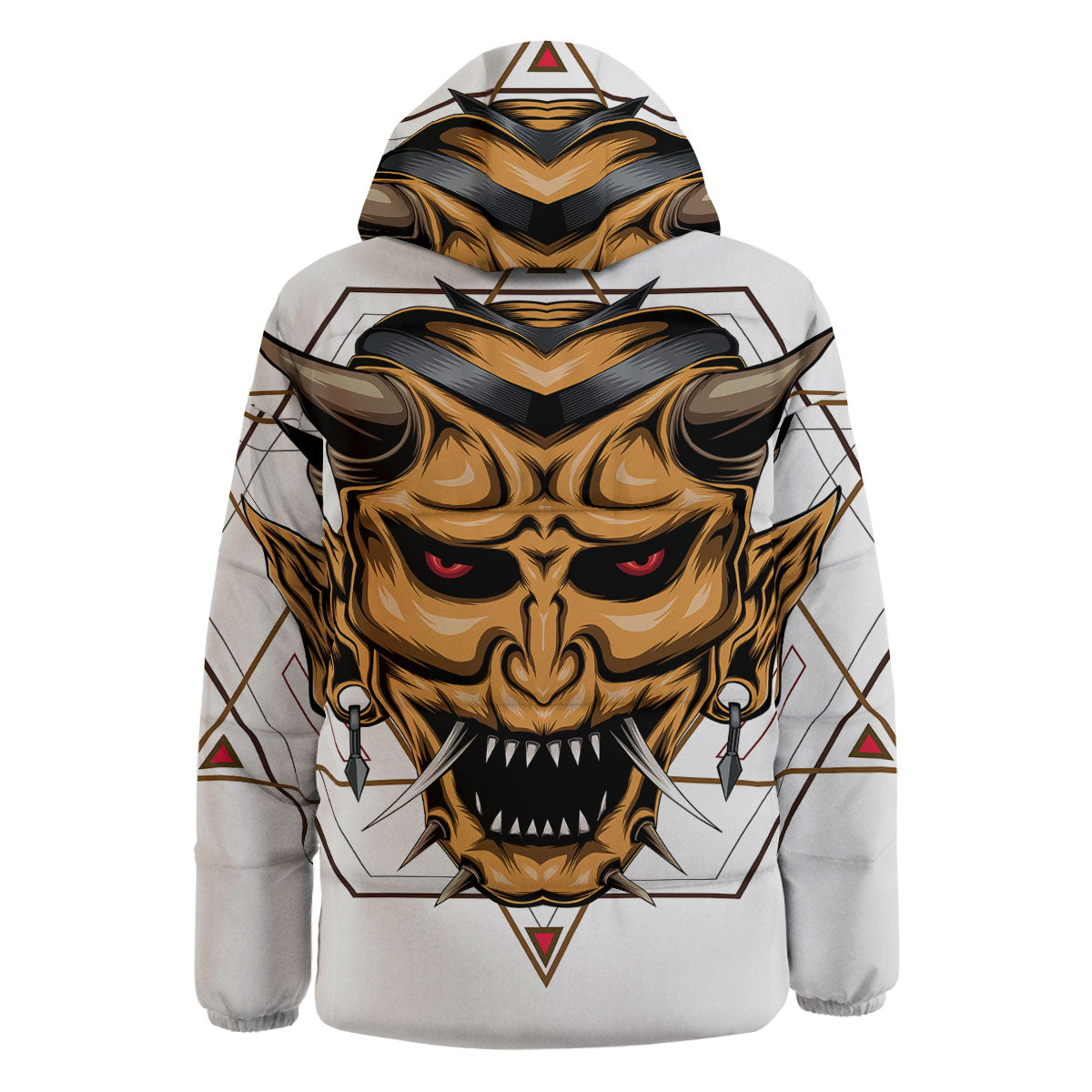 Demon Geometric Japanese Print Down Jacket-grizzshop