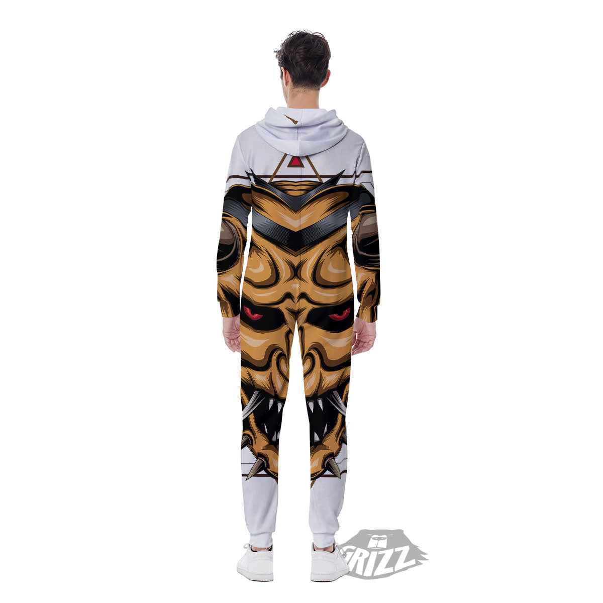 Demon Geometric Japanese Print Men's Jumpsuit-grizzshop