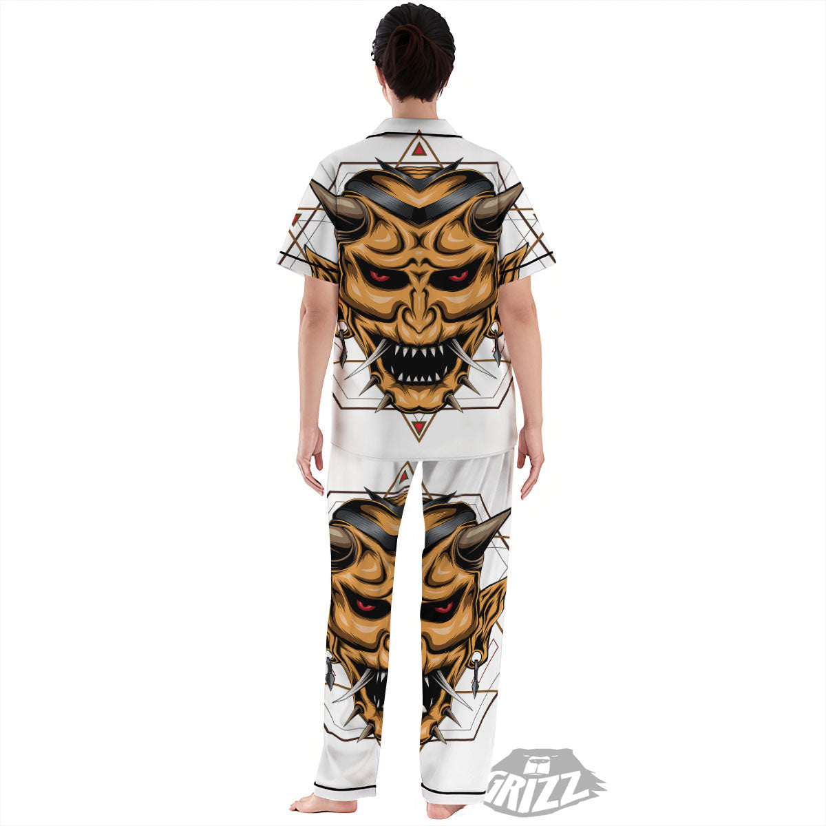 Demon Geometric Japanese Print Women's Pajamas Set-grizzshop