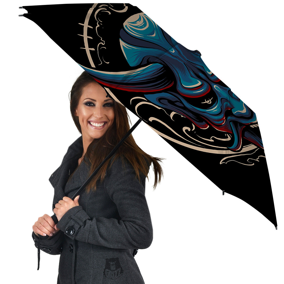 Demon Japanese Blue Print Umbrella-grizzshop