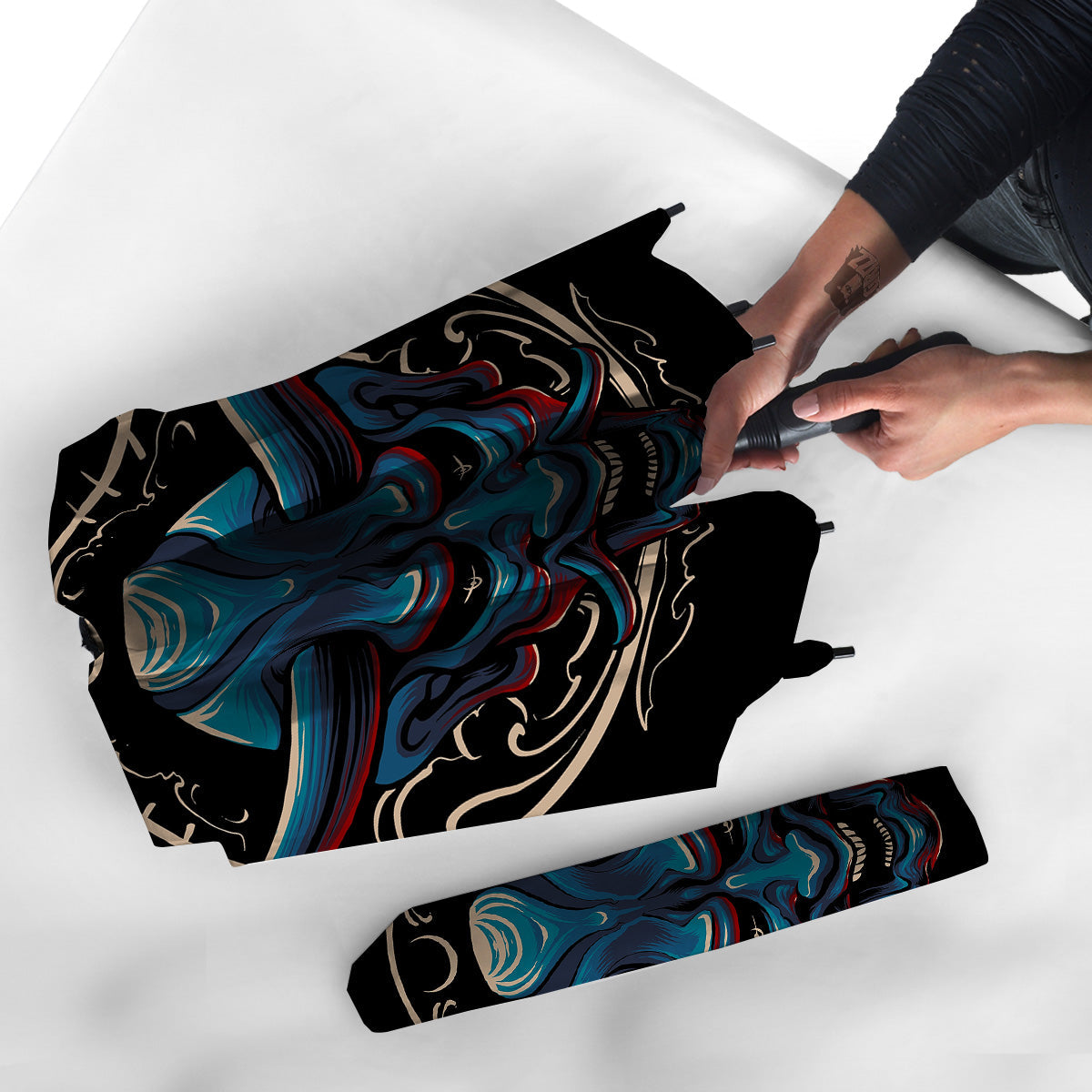 Demon Japanese Blue Print Umbrella-grizzshop