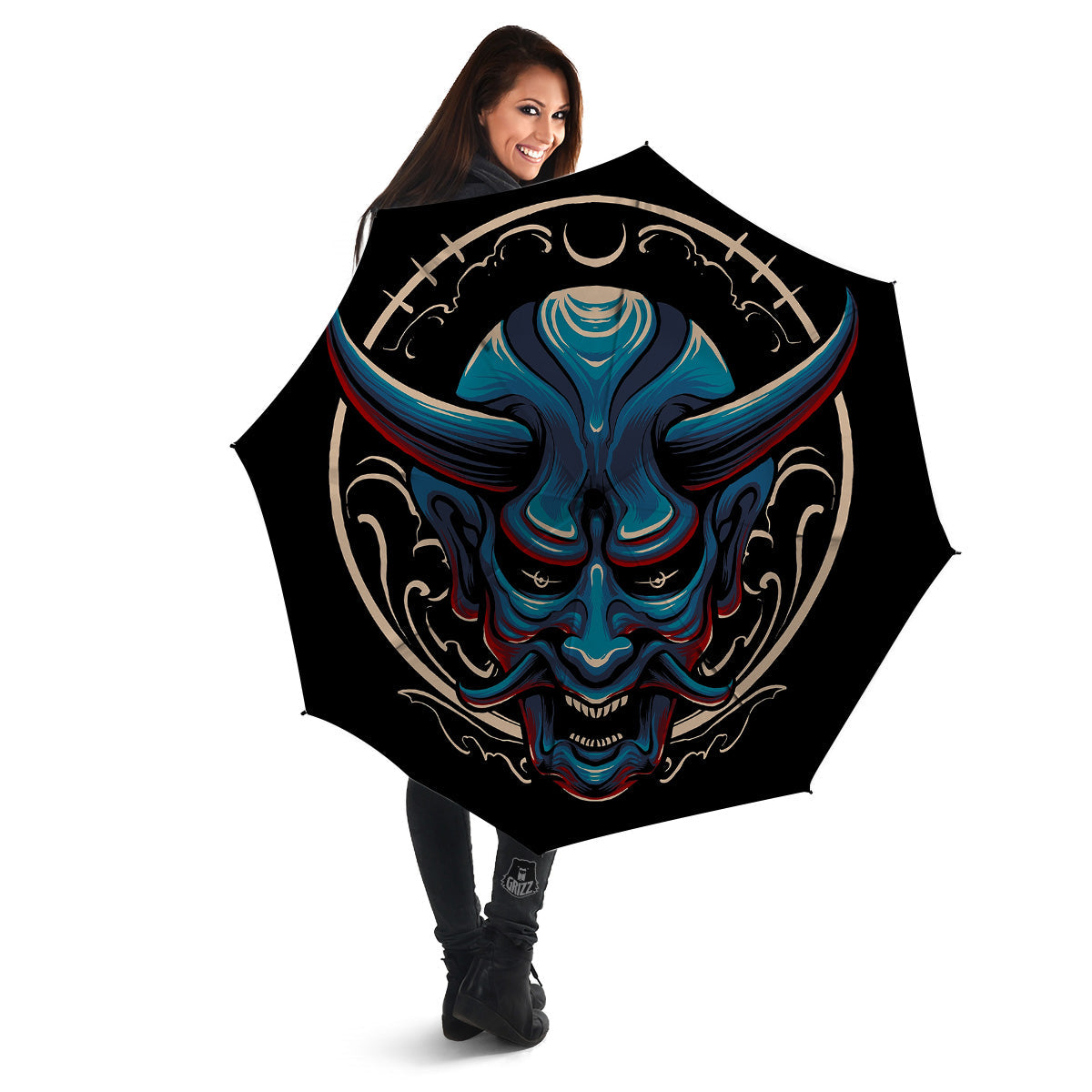 Demon Japanese Blue Print Umbrella-grizzshop