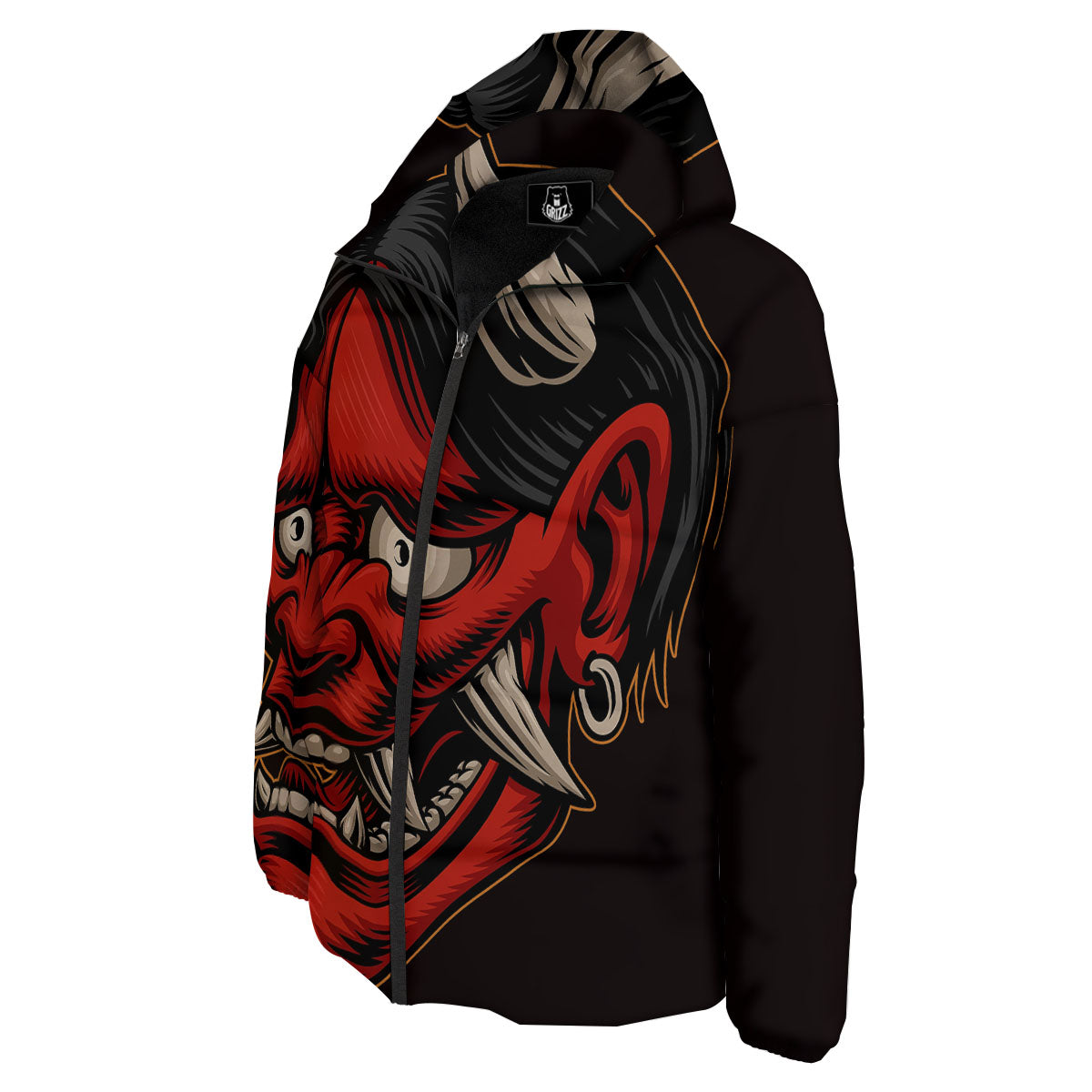 Demon Japanese Print Down Jacket-grizzshop