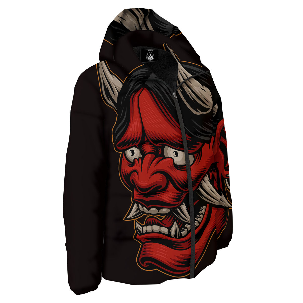 Demon Japanese Print Down Jacket-grizzshop