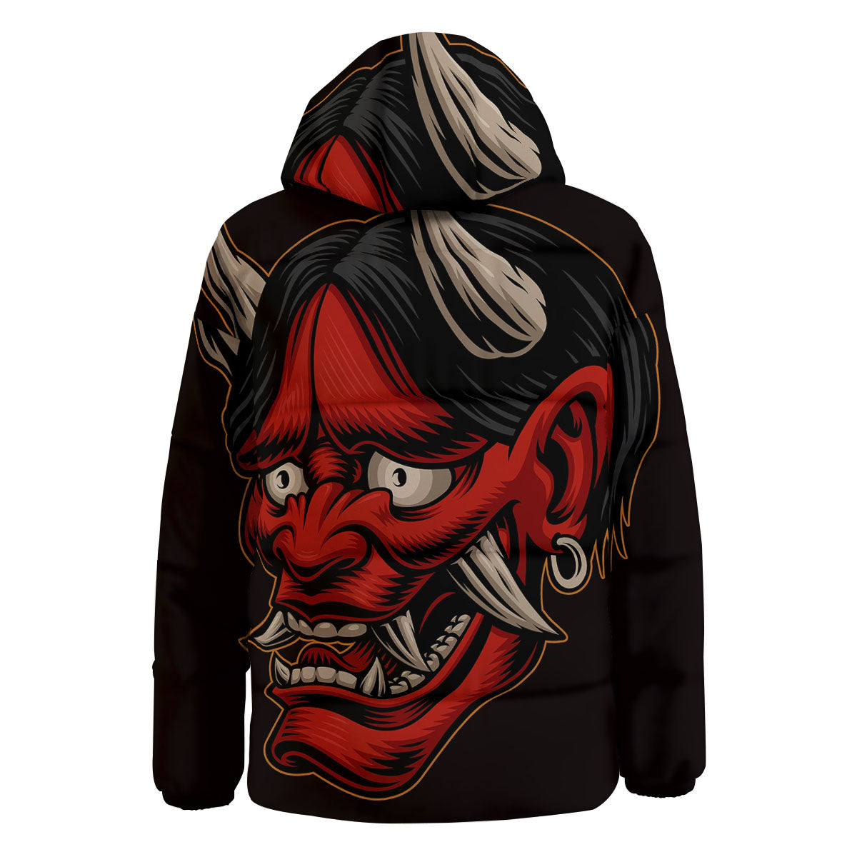 Demon Japanese Print Down Jacket-grizzshop