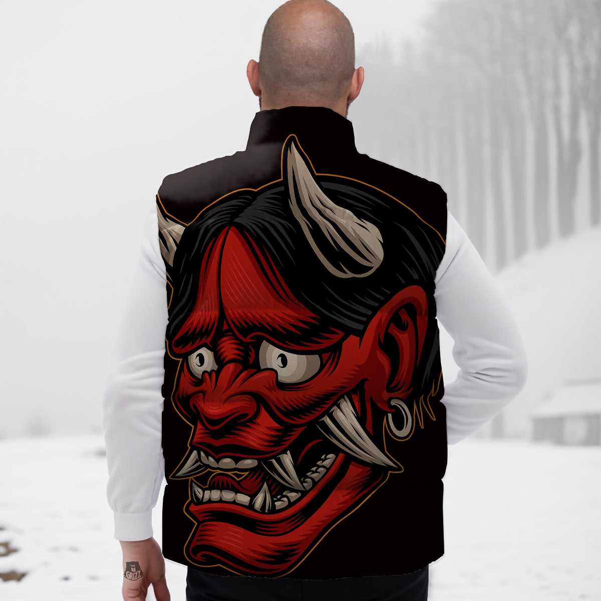 Demon Japanese Print Down Vest
