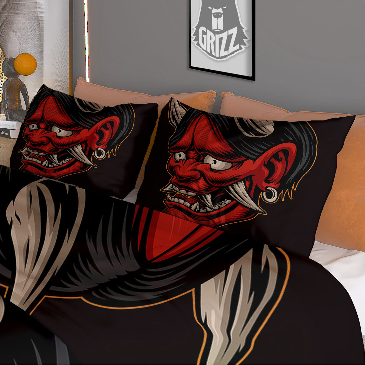 Demon Japanese Print Duvet Cover Bedding Set