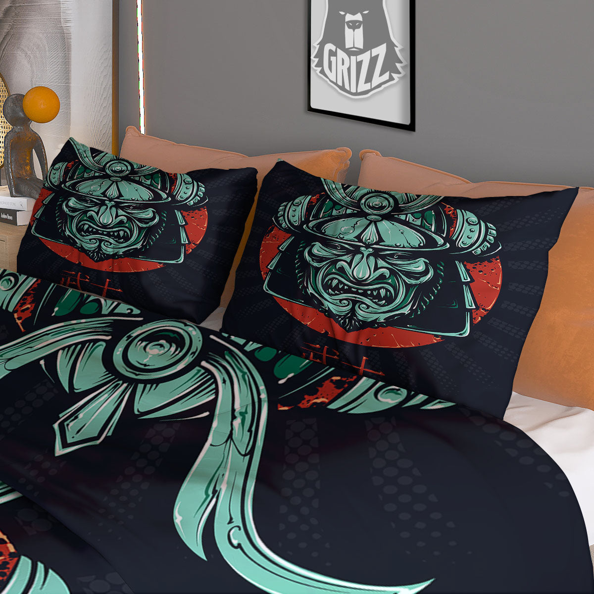 Demon Mask Japanese Print Duvet Cover Bedding Set