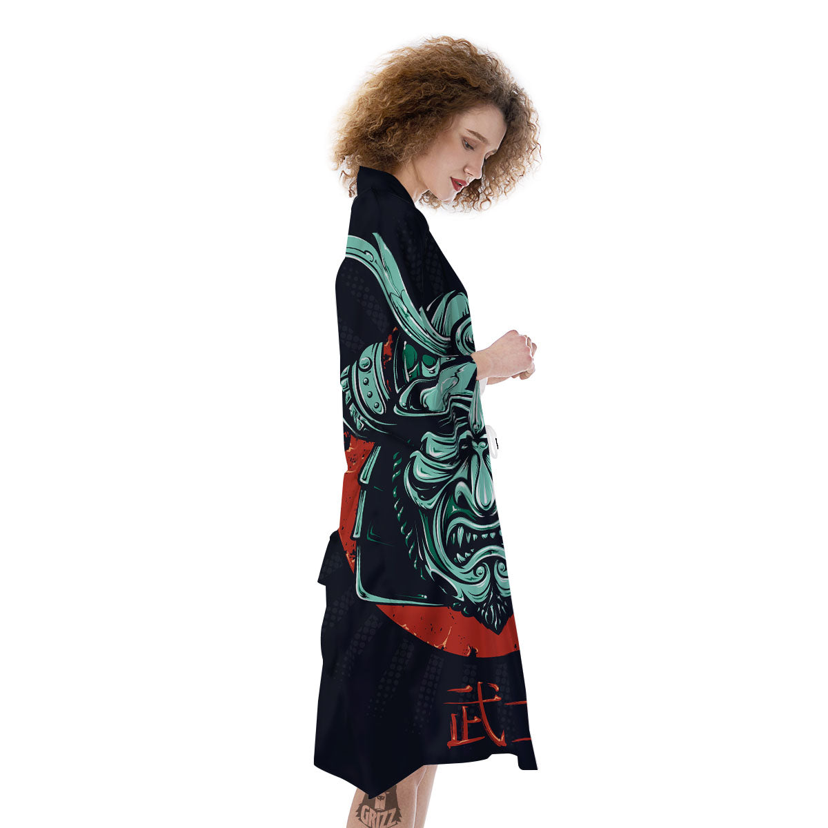 Demon Mask Japanese Print Kimono-grizzshop