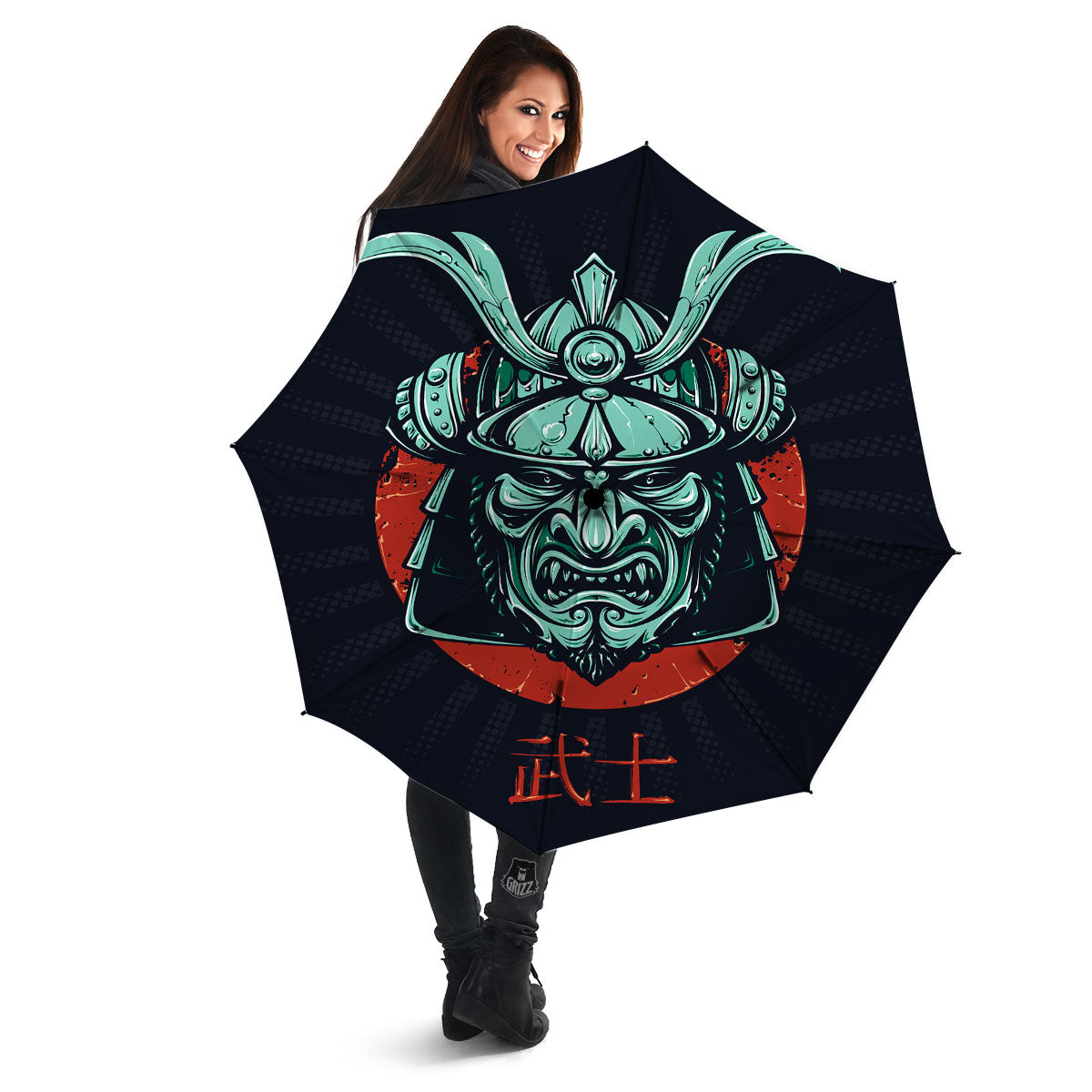Demon Mask Japanese Print Umbrella-grizzshop