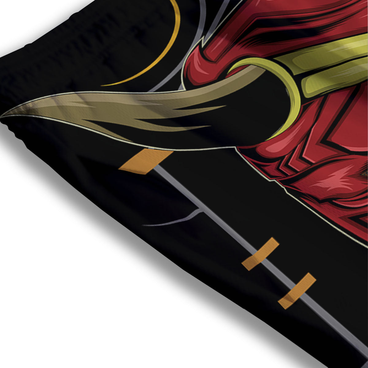 Demon Mask Red Japanese Print Mesh Shorts
