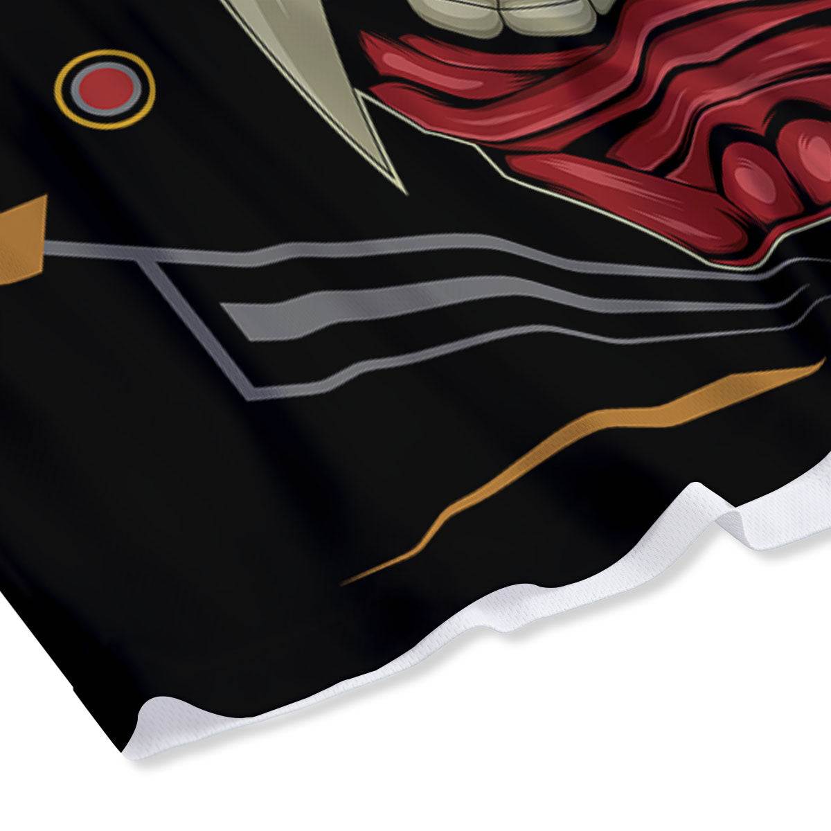 Demon Mask Red Japanese Print Mesh Shorts