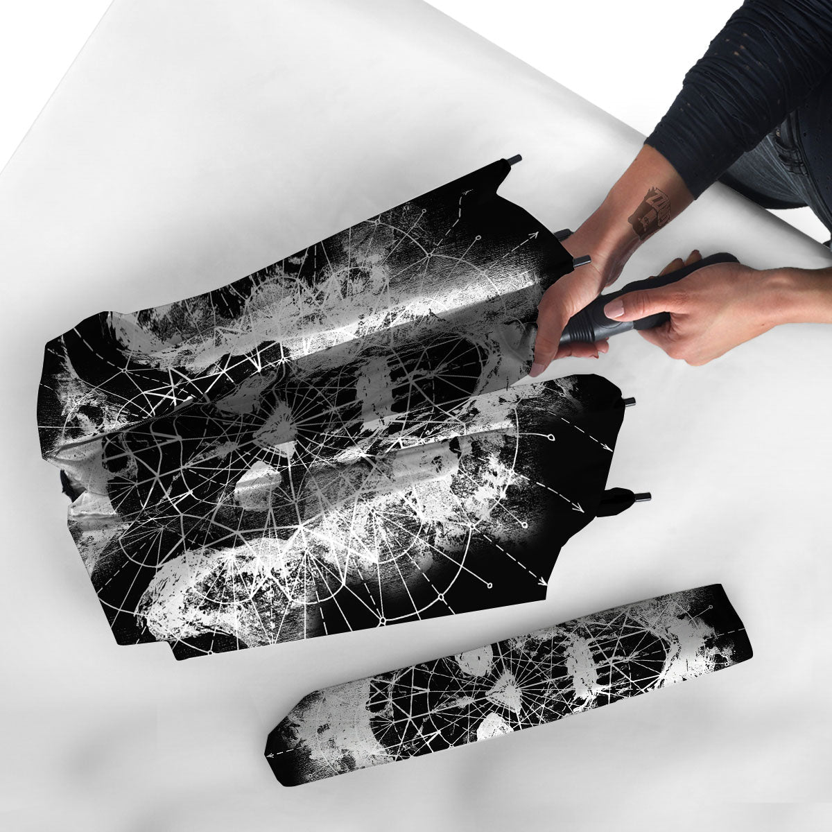 Demon Wicca White And Black Print Umbrella-grizzshop