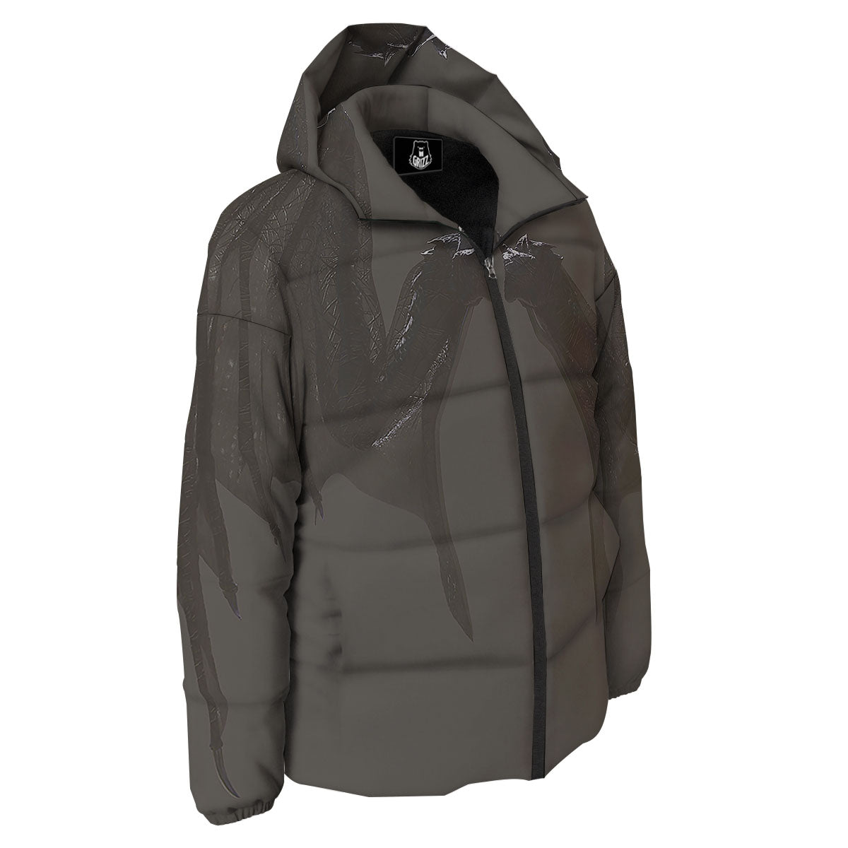 Demon Wings Black Print Down Jacket-grizzshop