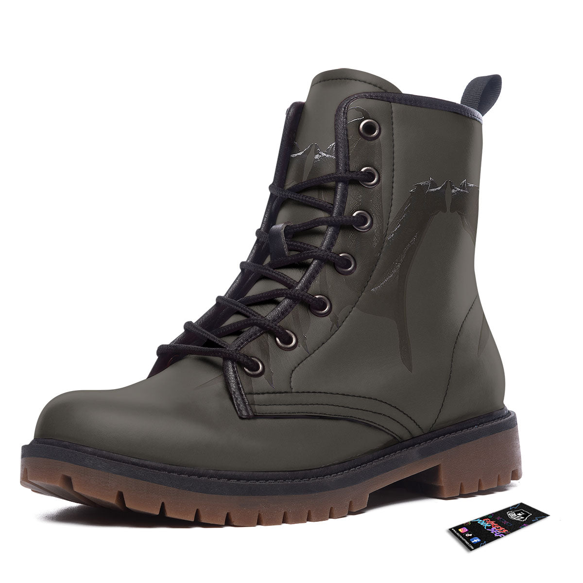 Demon Wings Black Print Work Boots-grizzshop
