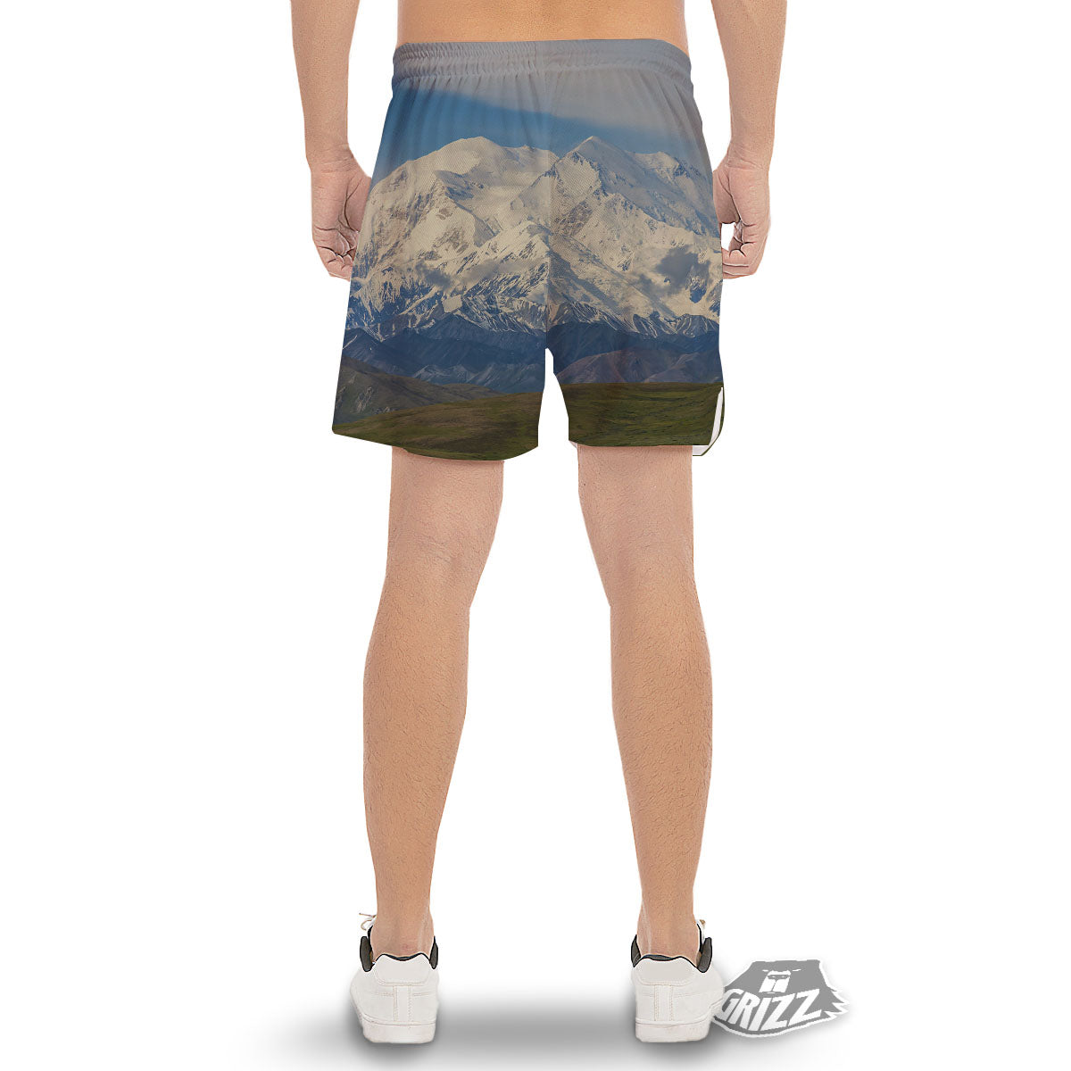 Denali Mountain Print Men's Gym Shorts-grizzshop