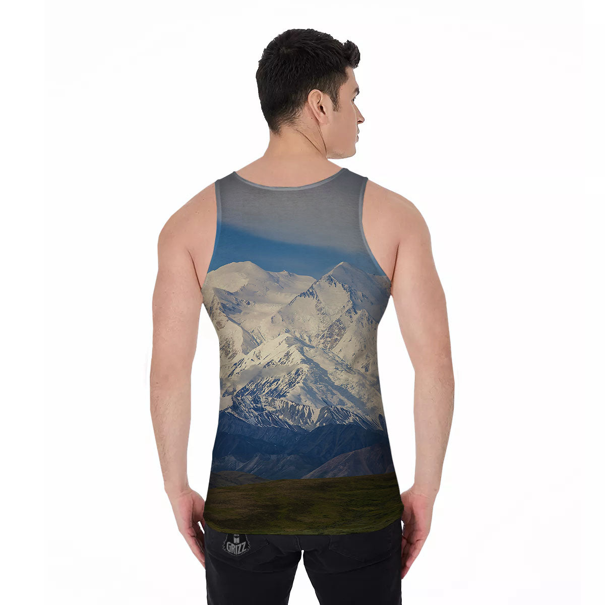 Denali Mountain Print Men's Tank Top-grizzshop