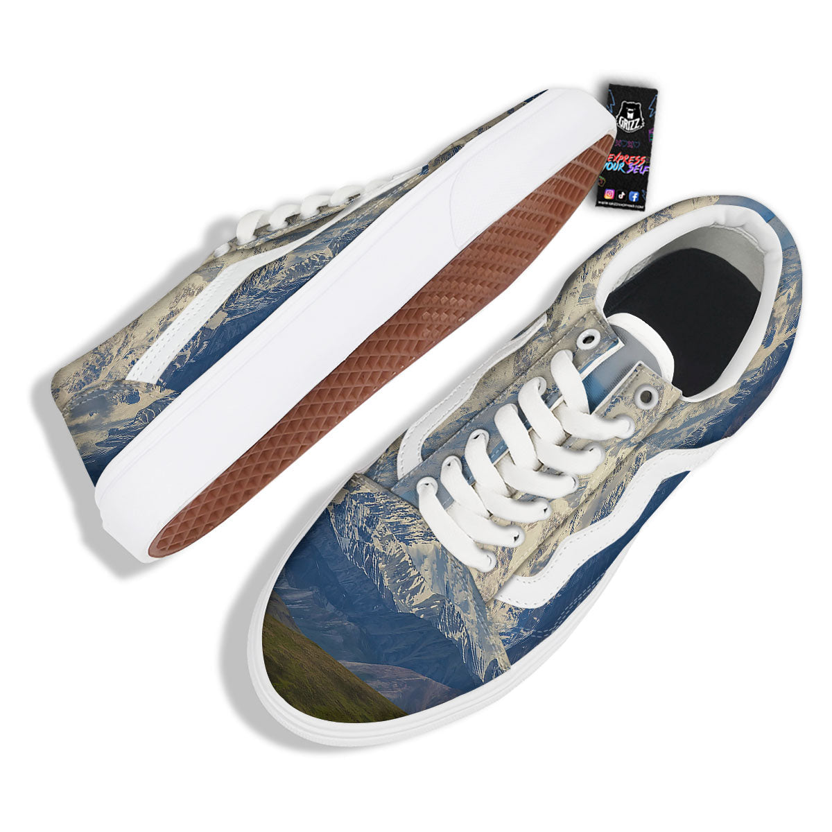 Denali Mountain Print Skate Shoes-grizzshop