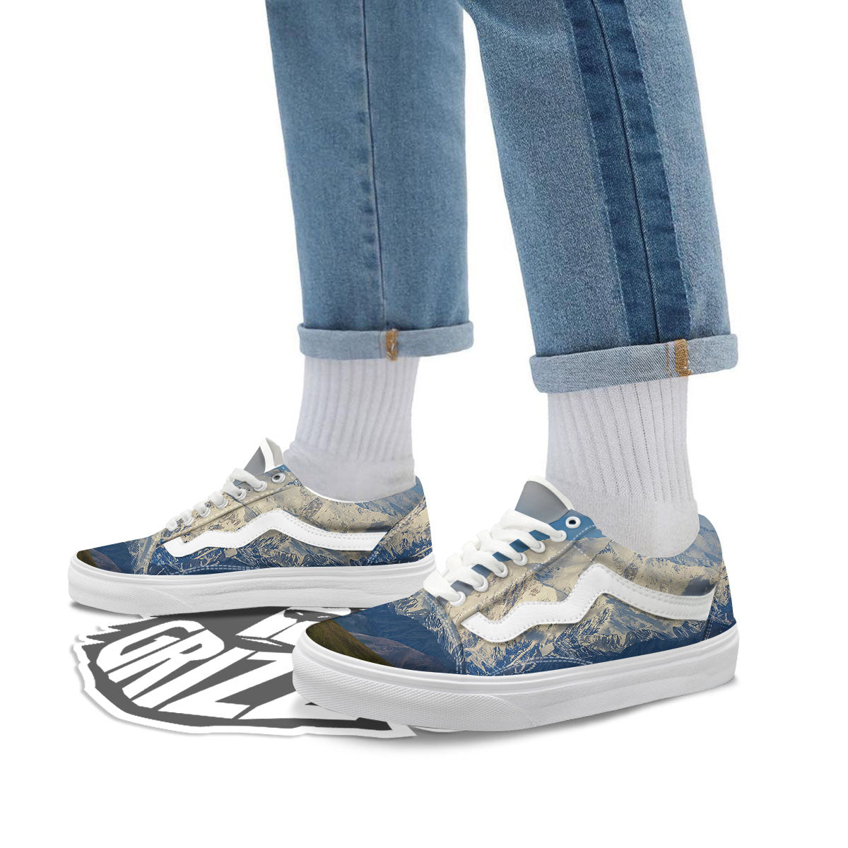Denali Mountain Print Skate Shoes-grizzshop