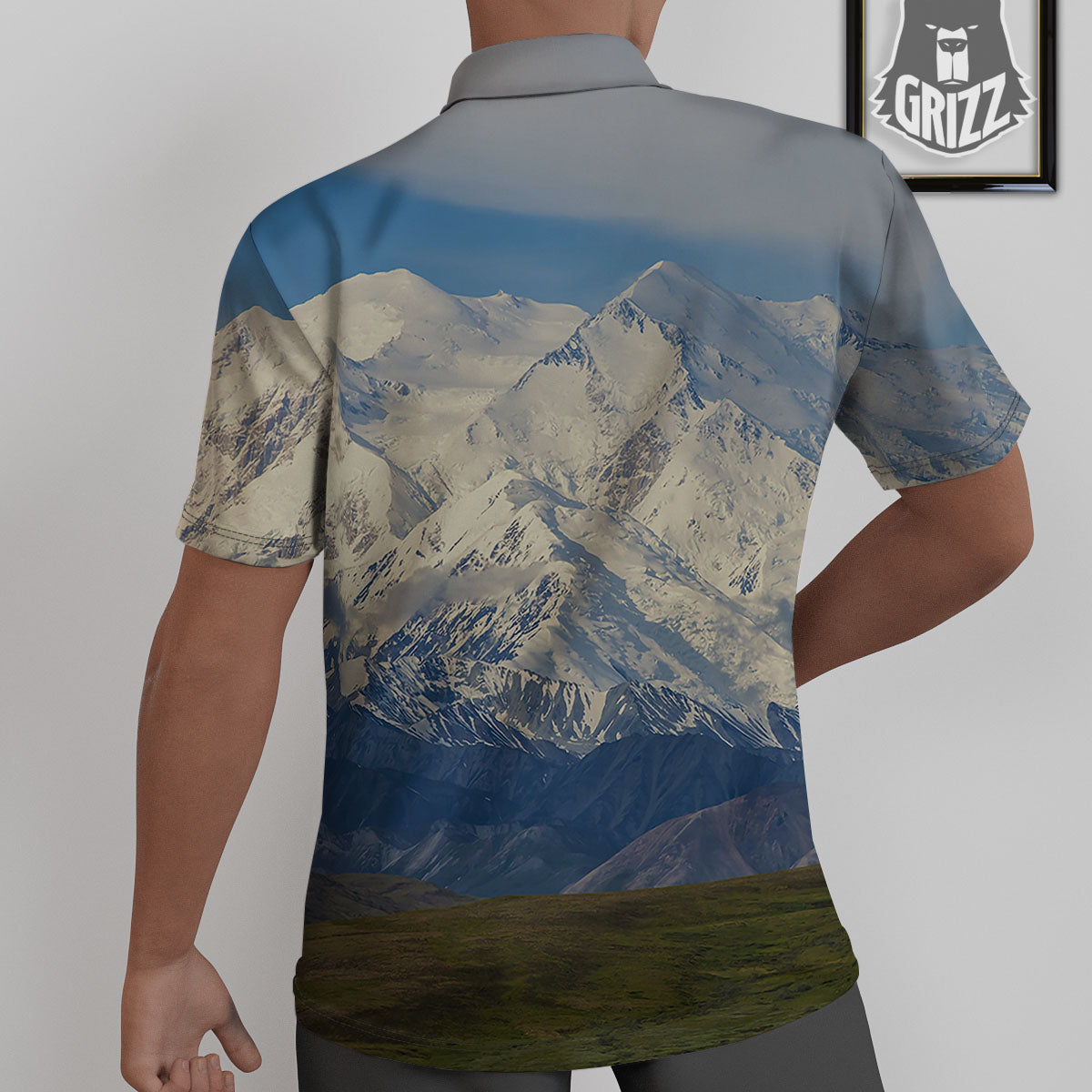 Denali Mountain Print Untucked Shirts-grizzshop