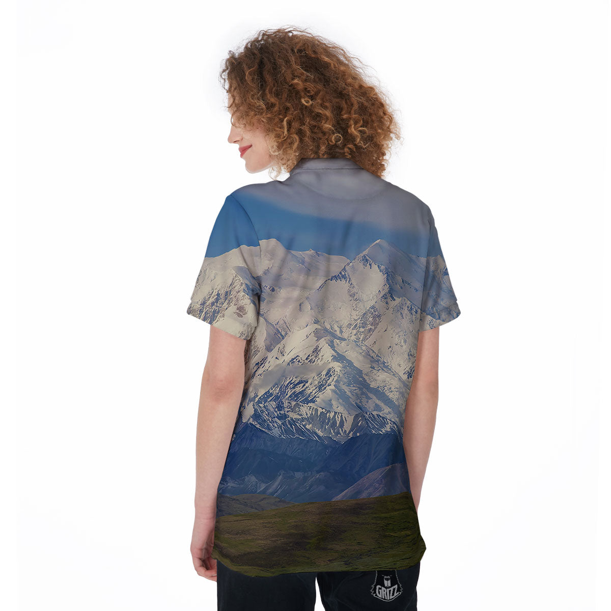 Denali Mountain Print Women's Golf Shirts-grizzshop