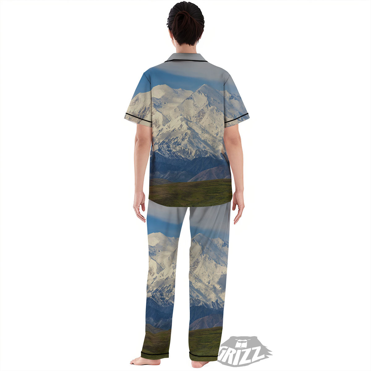 Denali Mountain Print Women's Pajamas Set-grizzshop