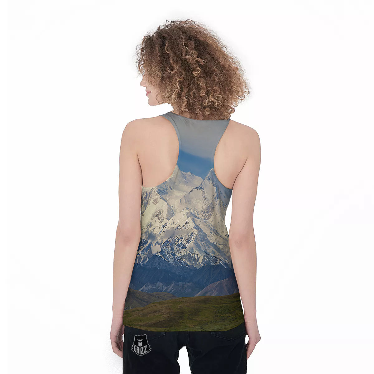 Denali Mountain Print Women's Racerback Tank Top-grizzshop