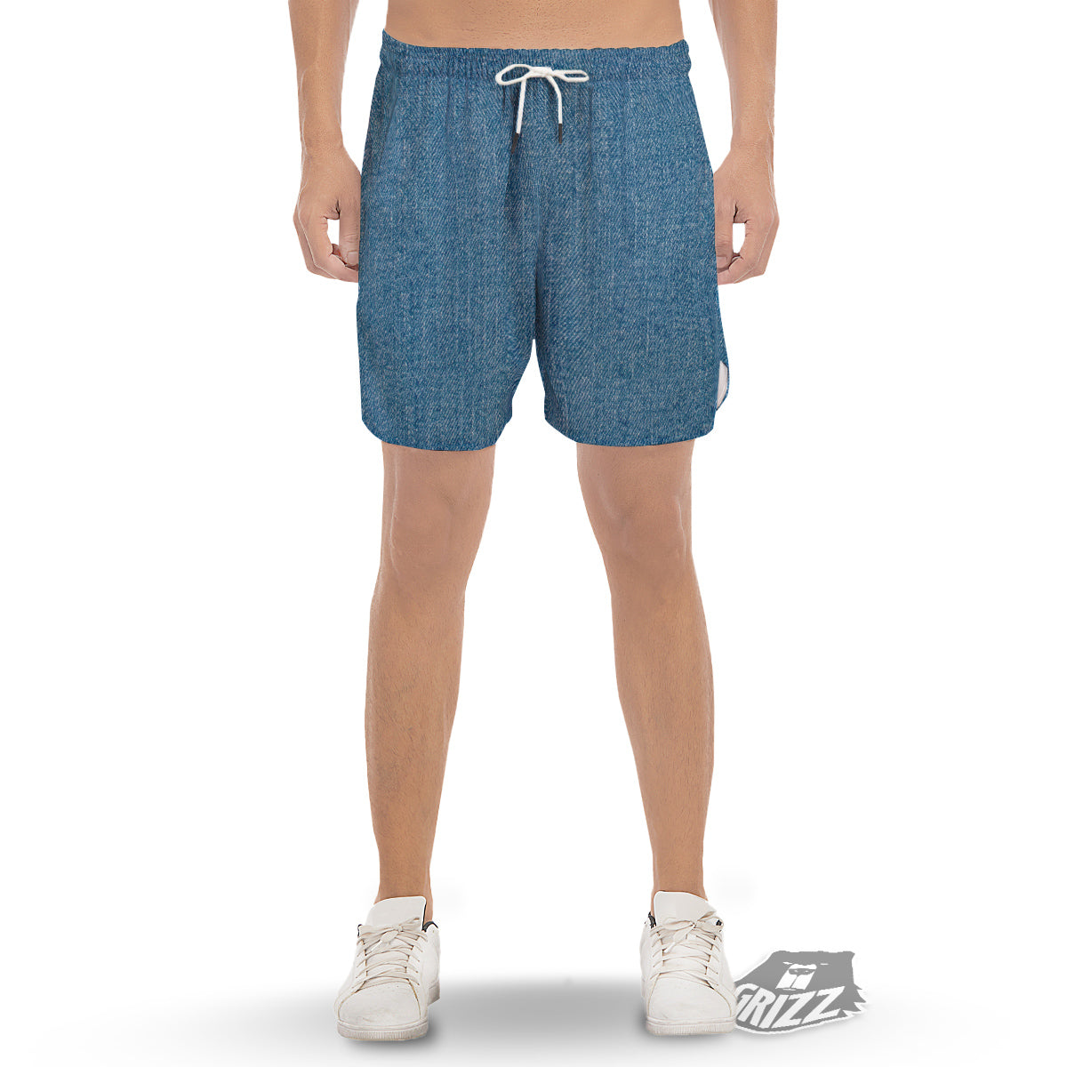 Denim Jeans Classic Blue Print Men's Gym Shorts-grizzshop