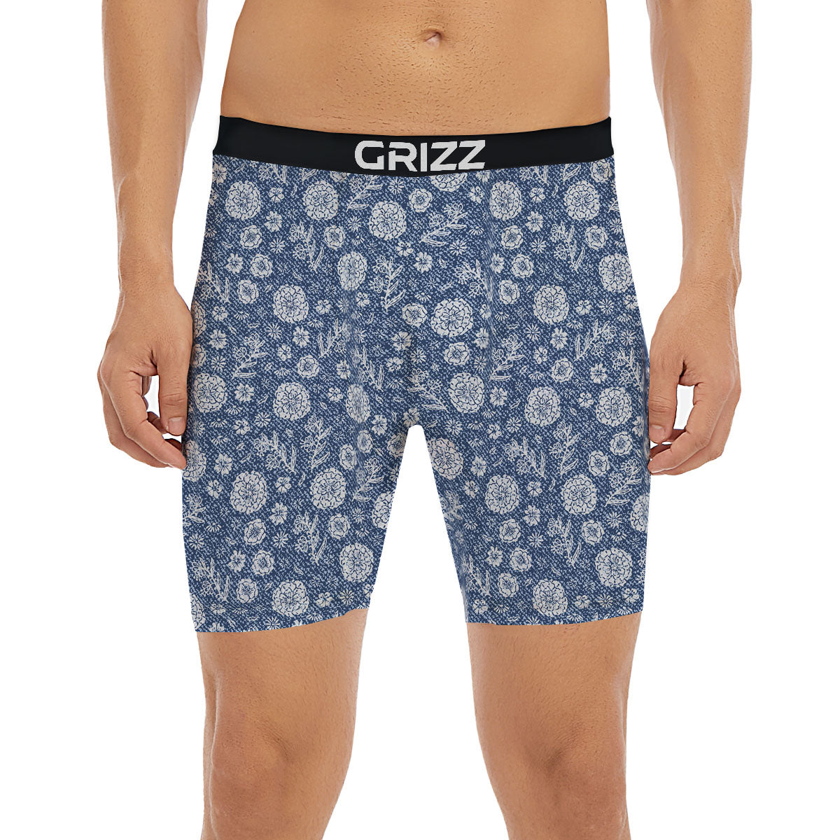 Denim Jeans Flower Print Pattern Boxer Briefs-grizzshop