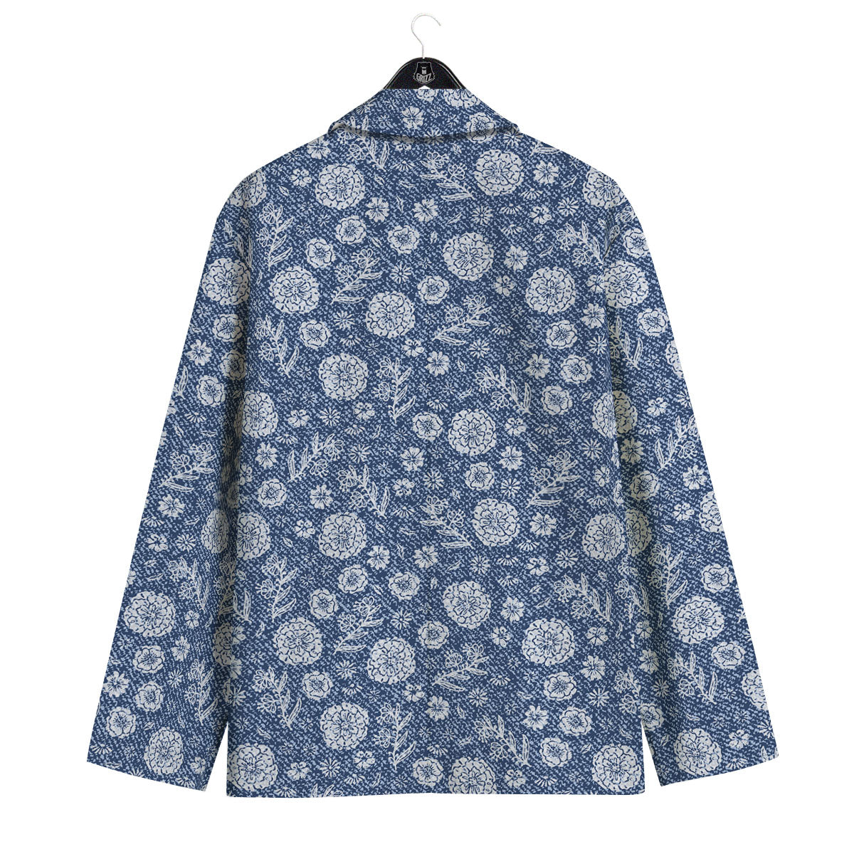 Denim Jeans Flower Print Pattern Men's Sport Coat-grizzshop